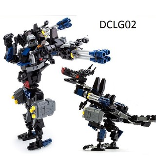 Đồ chơi xếp hình, lắp ráp 2 trong 1 khủng long robot biến hình