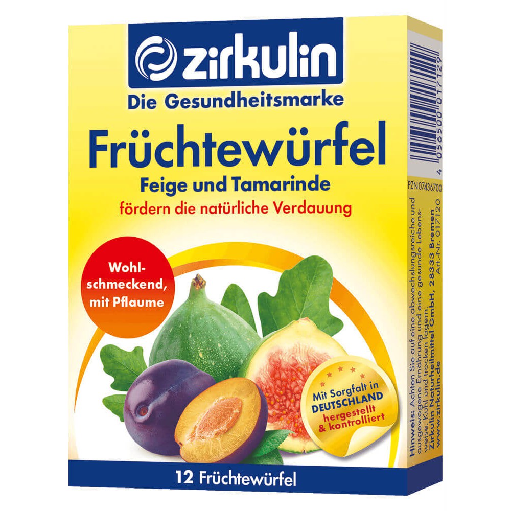 Kẹo Bổ Sung Rau và Trái Cây Giàu Chất Xơ Zirkulin Fruchtewurfel 12 Viên - Đức