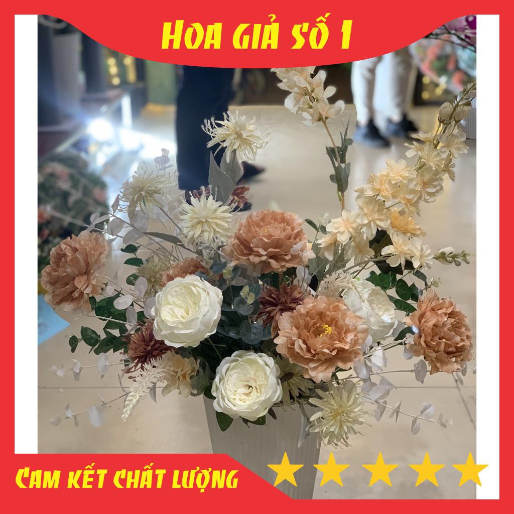 Hoa giả, hoa hồng lụa giả cắm lọ, cành 1 bông, trang trí phòng khách, làm sự kiện