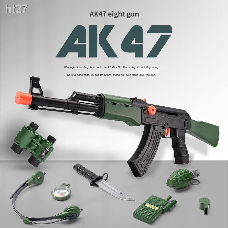Đồ chơi trẻ em súng tiểu liên AK47 lục ổ quay ăn gà quán tính siêu bền trọn bộ thiết bị bé trai