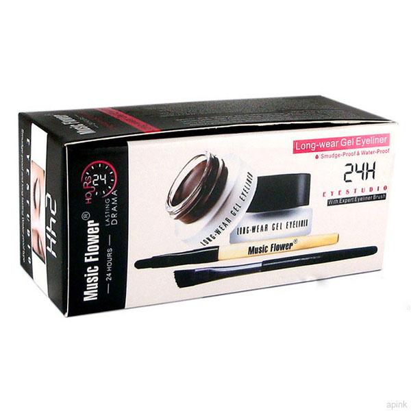 Set 2 Gel Kẻ Mắt Hai Màu Chống Thấm Nước Lâu Trôi Kèm Cọ