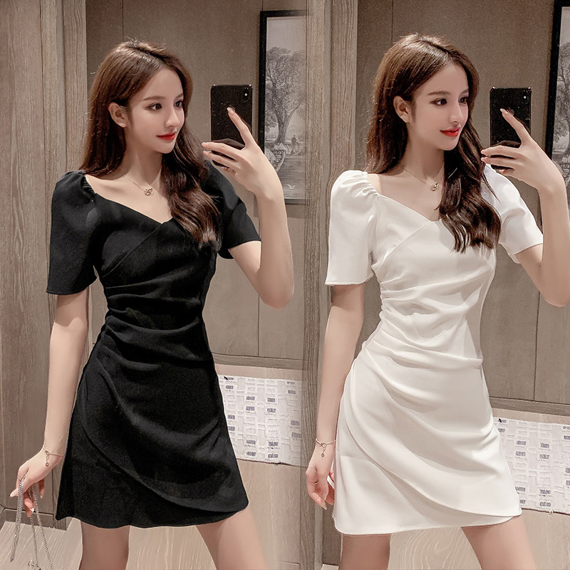 Đầm Ngắn Tay Cổ Chữ V Xinh Xắn Dành Cho Nữ | BigBuy360 - bigbuy360.vn