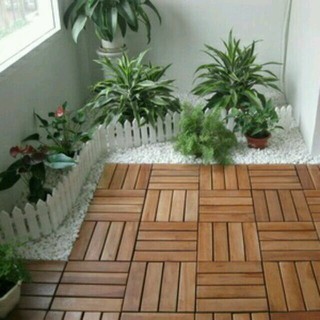 Ván sàn gỗ tự nhiên lát ngoài trời 12 nan. ( vỉ nhựa )