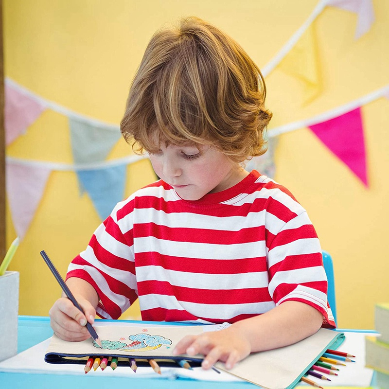 Set 15 Túi Đựng Bút Bằng Vải Canvas Cotton Trơn Có Khóa Kéo DIY