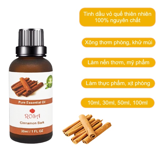 Tinh dầu vỏ quế 30ml, dùng xông khử mùi với máy khuếch tán &amp; đèn xông tinh dầu.