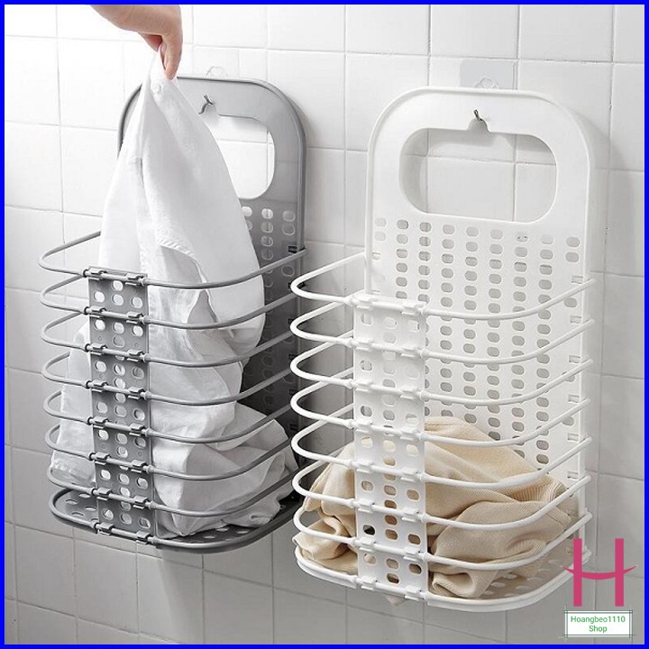 Giỏ đựng đồ gấp gọn thông minh Việt Nhật tặng móc dính trong 3379 - giỏ treo tường đựng quần áo đồ dùng nhà tắm { H }