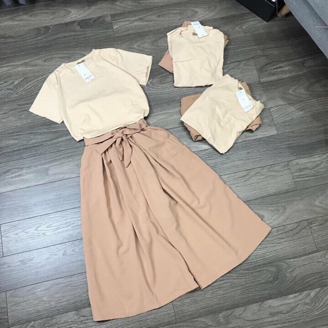 Set áo cotton + quần ống xuông