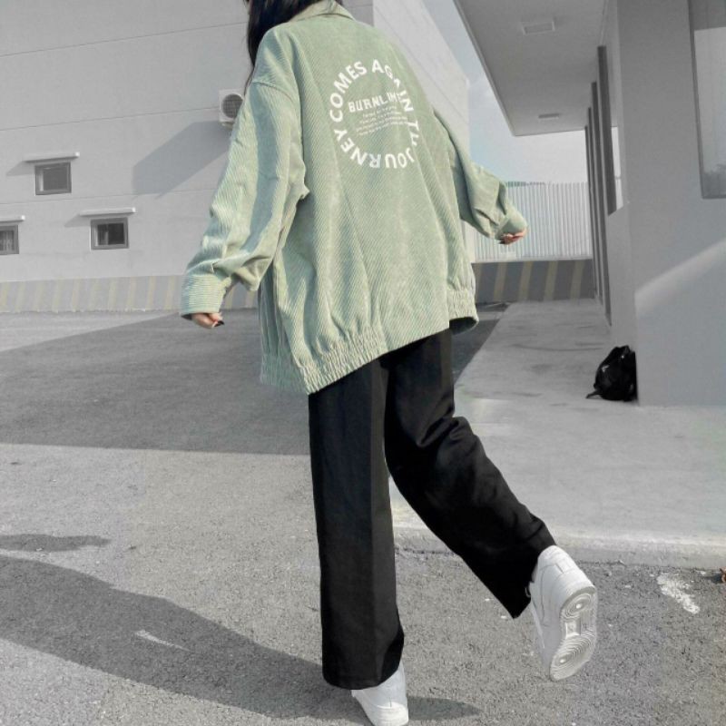 Áo Khoác Nhung Gân JONEY Form Rộng Tay Dài Unisex Ulzzang (Ảnh Thật)