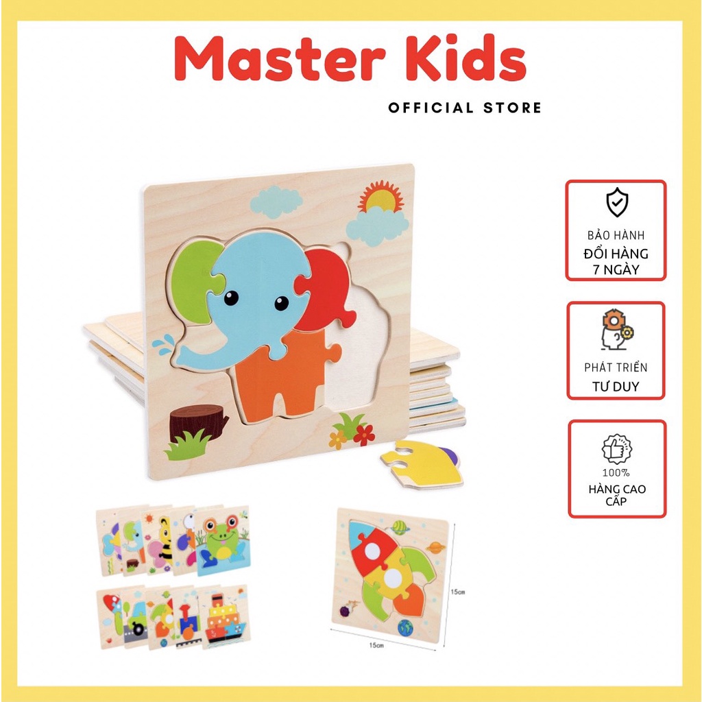 Đồ chơi xếp hình gỗ nổi nhiều hình thù đáng yêu cho bé Master Kids