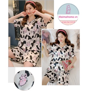 ĐỒ NGỦ BỘ BÒ SỮA LỤA SATIN [MAIMAIHOME]