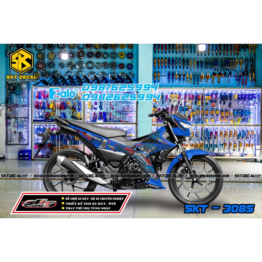 tem rời xe raider xanh đen thỏ rabbit 3085