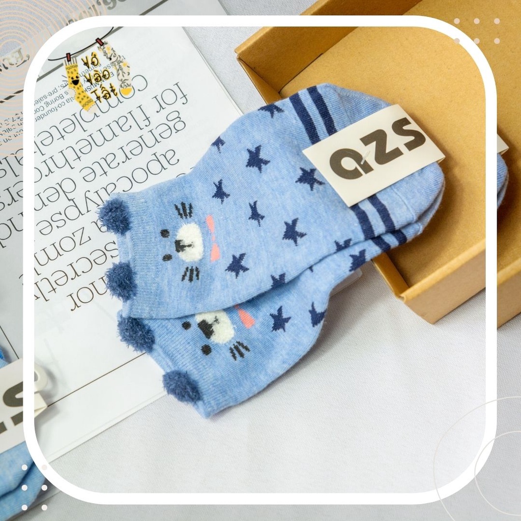 TẤT VỚ NỮ CỔ NGẮN THÚ CÓ TAI XANH BIỂN