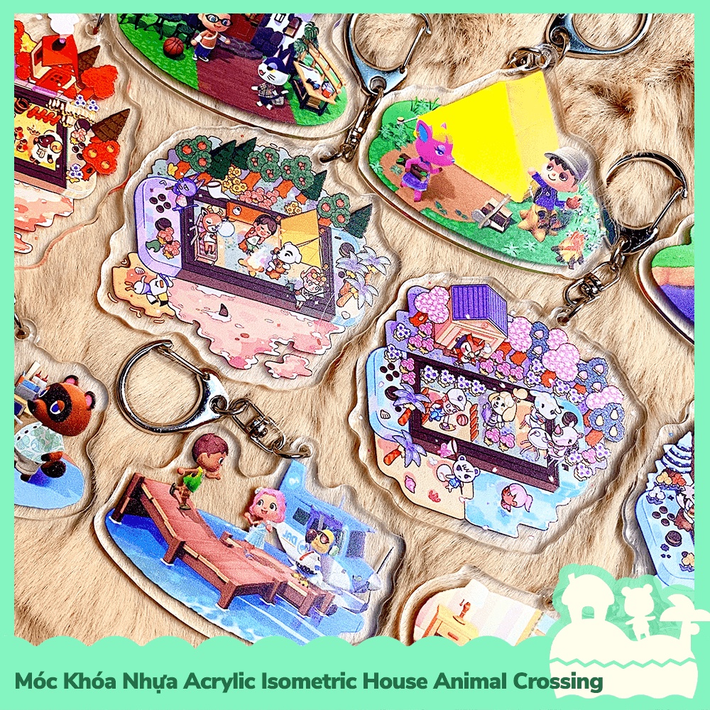 Móc Khóa Keychain Acrylic Nhựa Trong Isometric Nhân Vật Game Animal Crossing Horizons Outside Happy