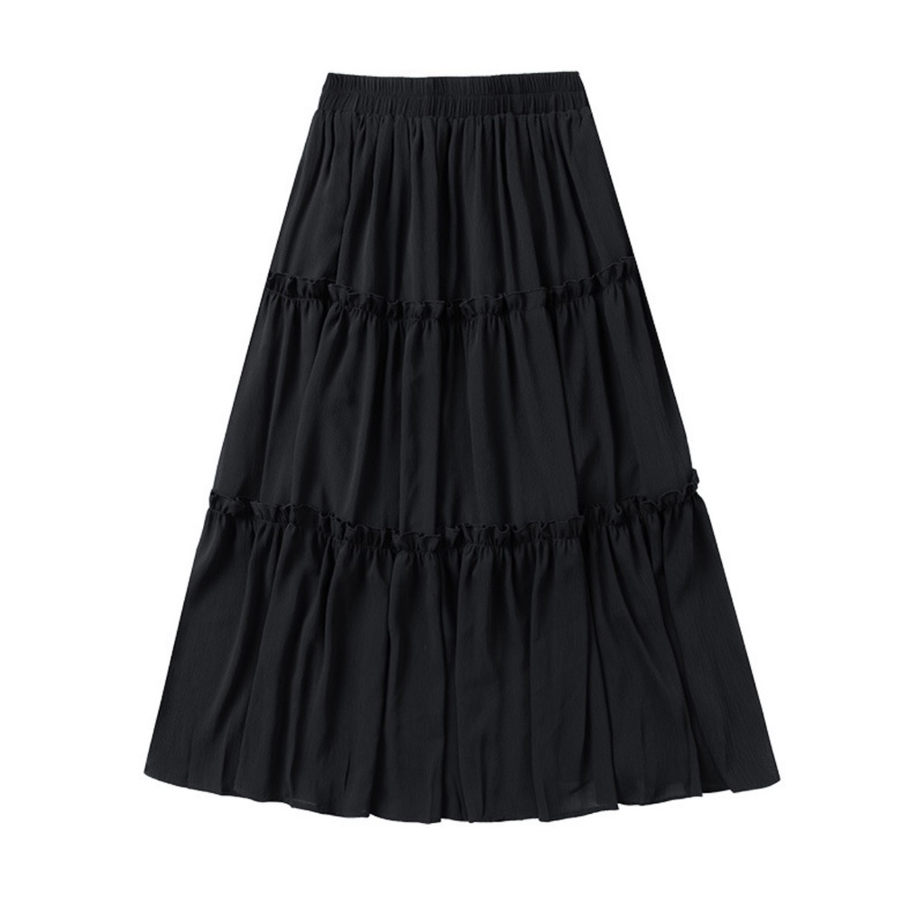 Chân váy dài nữ NHẬT LINH chân váy dáng xòe nhún bèo dài qua gối - CV444