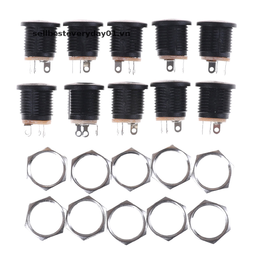 Set 10 chân đế cắm nguồn DC 022 2.1x5.5 mm PCB màu đen