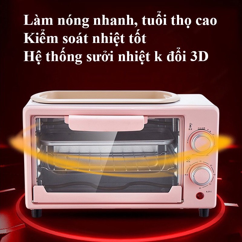 Lò Nướng Điện Mini Mizae Đa Năng Dung Tích 12L, Lò Nướng Thiết Kế Nhỏ Gọn, Siêu Xinh - Có bảo Hành