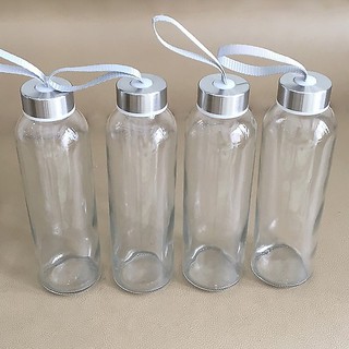 Bộ 4 bình thủy tinh dây xách nắp bạc 500ml