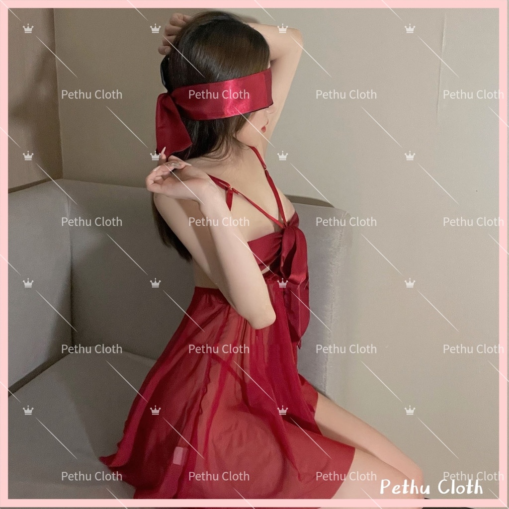 （Q1,HCM） có quần lótĐồ ngủ sexyhai dây ren mỏng mềm mại kèm váy gợi cảm quyến rũ 40-65kg---012