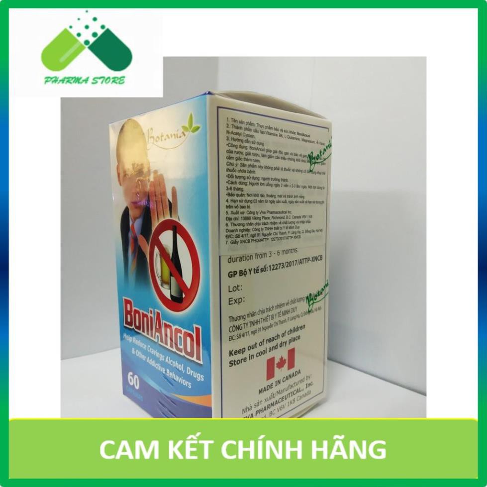 ! Viên Uống BoniAncol - Giải Pháp Cho Người Cai Rượu Bia - Hộp 60 Viên