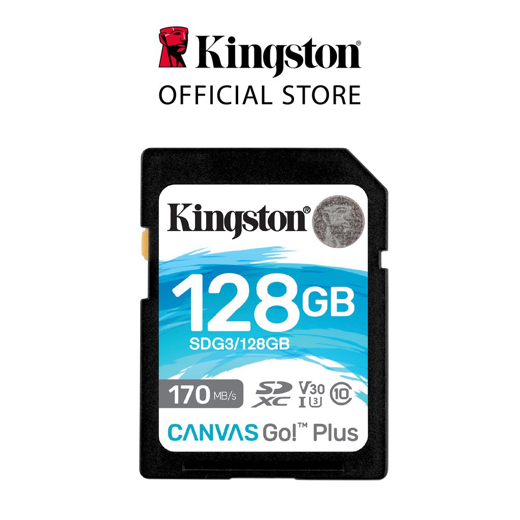 Thẻ nhớ Kingston Canvas Go Plus SD 128GB cho thiết bị di động Android, camera, flycam và sản xuất video 4K SDG3/128G