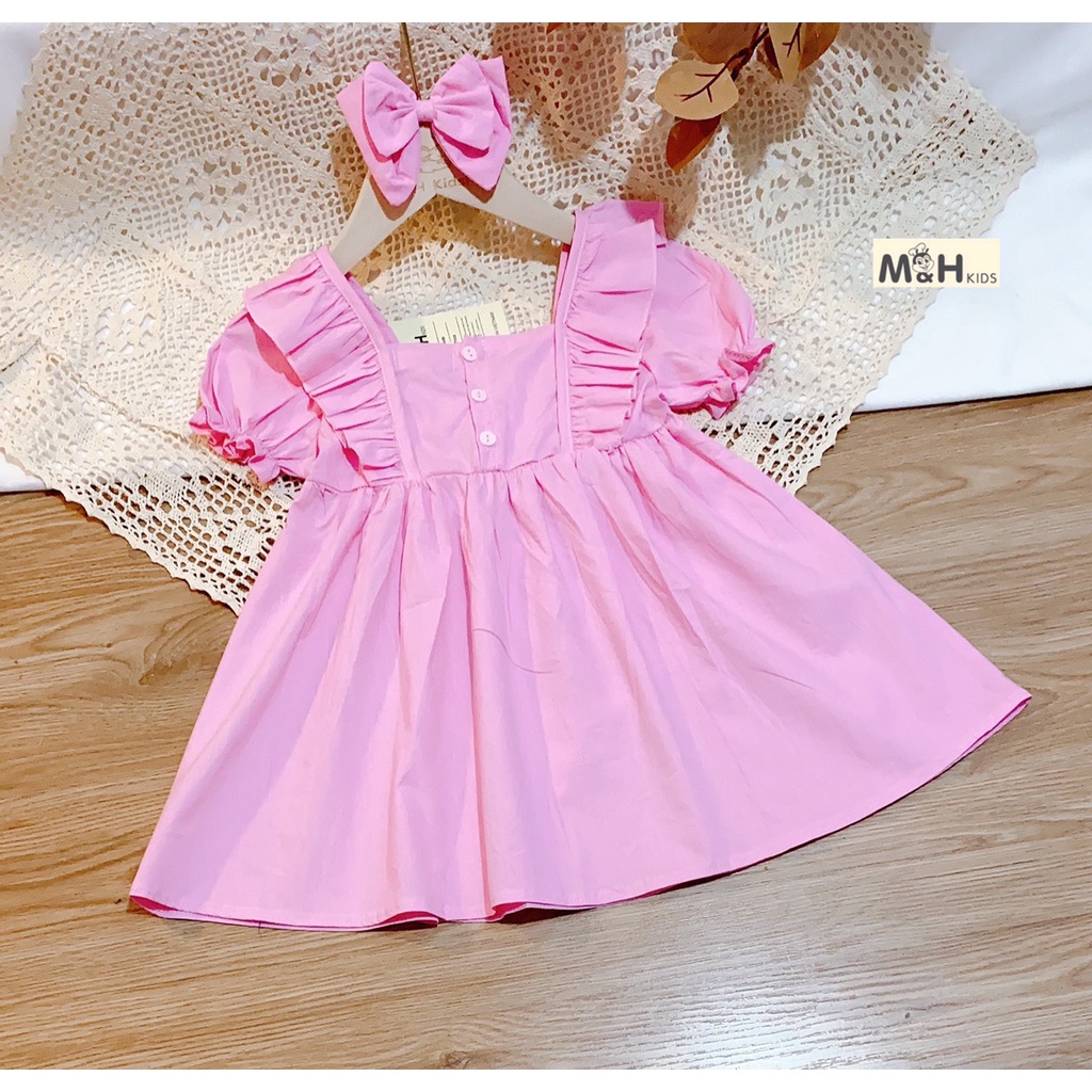 VAY30 - Váy bé gái, váy xòe thô màu tím  + tặng nơ cho bé từ 11-26kg, Richkid123