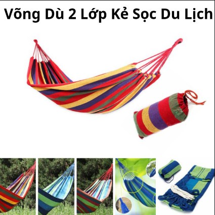 Võng du lịch,dã ngoại nghỉ ngơi mang theo tiện dụng, 7 Màu Sắc Đẹp dáng cầu vồng, Thiết Kế Nhỏ Gọn, Phù Hợp Với Dã Ngoại