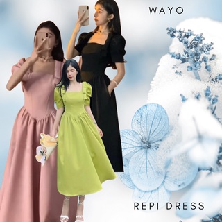 [Repi Dress] Đầm WAYO tay phồng nơ ngực 3 màu dự tiệc sang đẹp