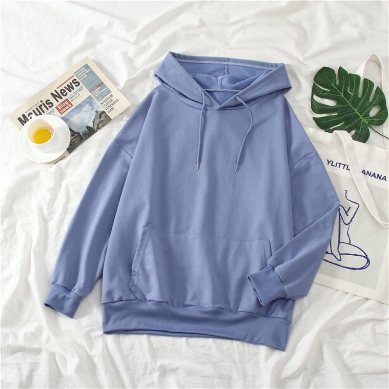 Áo Hoodie Mỏng Dáng Rộng Màu Sắc Đơn Giản Phong Cách Hàn Quốc Thời Trang Xuân Thu Cho Nữ