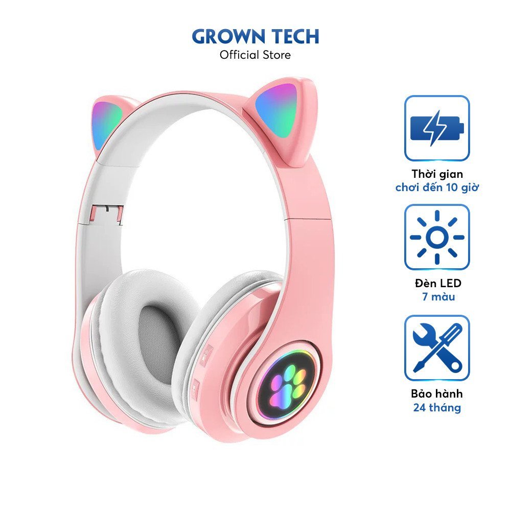 Tai nghe chụp tai mèo có led phát sáng không đau tai GROWNTECH ZW 26