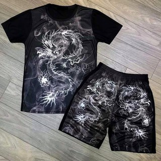 Bộ Đồ Nam - Bộ Thun Nam Thời Trang Hè In Hình Rồng 3D chất liệu thun lạnh - BN125