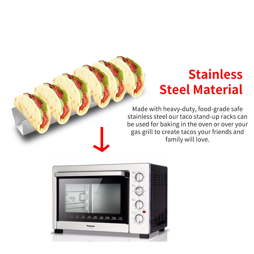 [global]Taco Holder Stand Pack Stainless Steel Taco Stand Tray for Oven Soft Or Hard Tacos