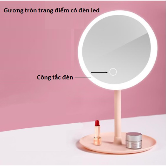 GƯƠNG TRANG ĐIỂM ĐỂ BÀN CÓ ĐÈN LED CẢM ỨNG CAO CẤP TÍCH ĐIỆN - 3 CHẾ ĐỘ ÁNH SÁNG MKZ156 | BigBuy360 - bigbuy360.vn