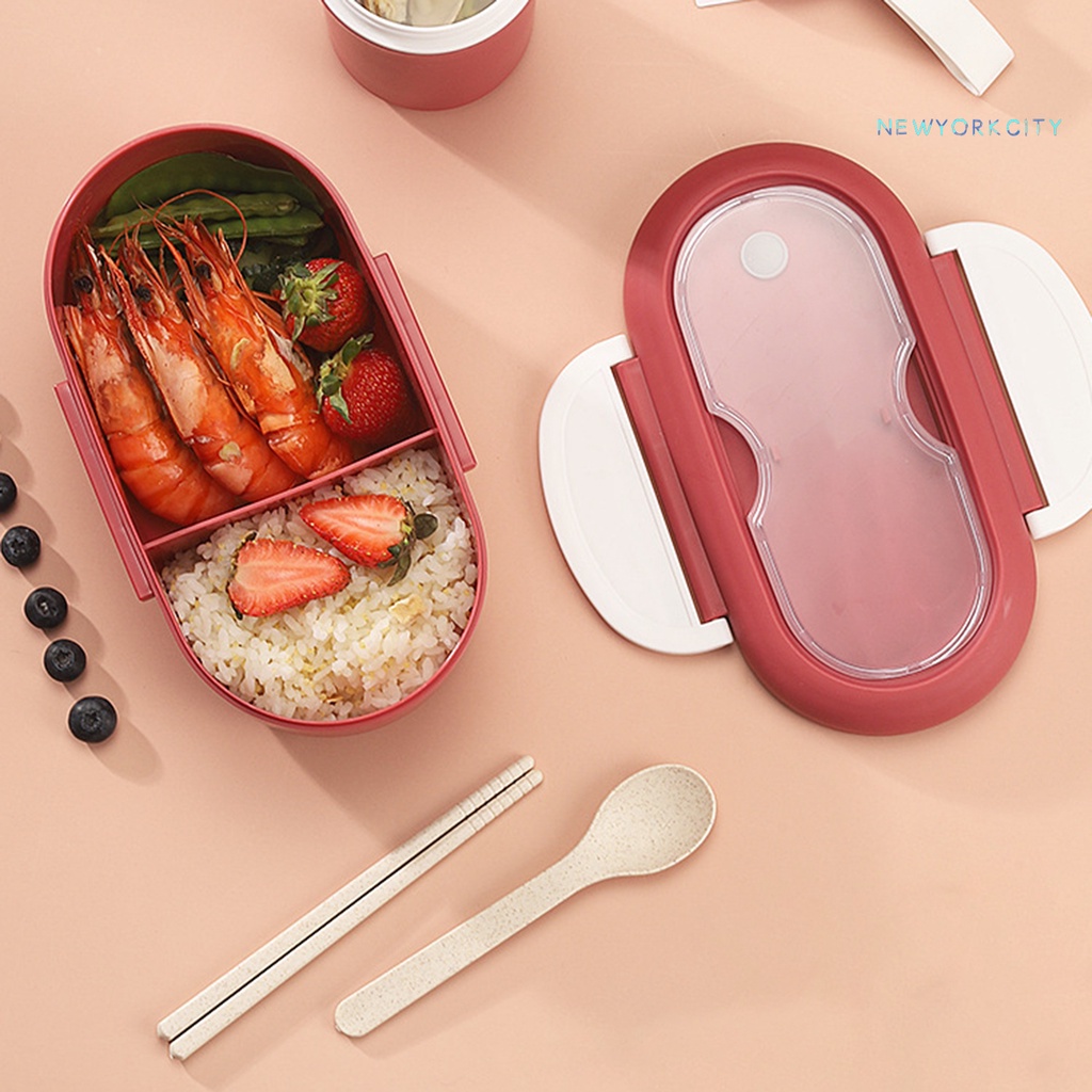 Hộp Đựng Cơm Trưa Chia Ngăn Kèm Muỗng Và Đũa