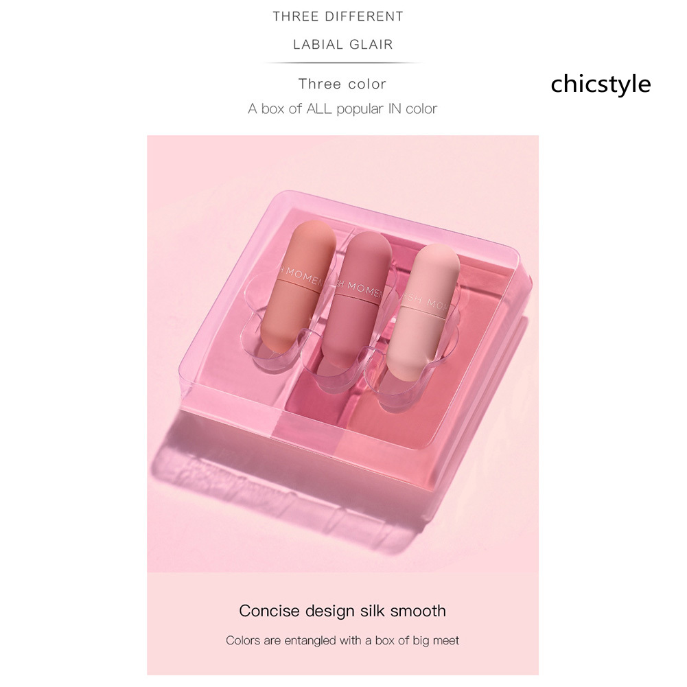 (Hàng Mới Về) Set 3 Son Kem Lì Mịn Mượt Như Nhung Lâu Trôi Thiết Kế Hình Viên Thuốc Mini | BigBuy360 - bigbuy360.vn