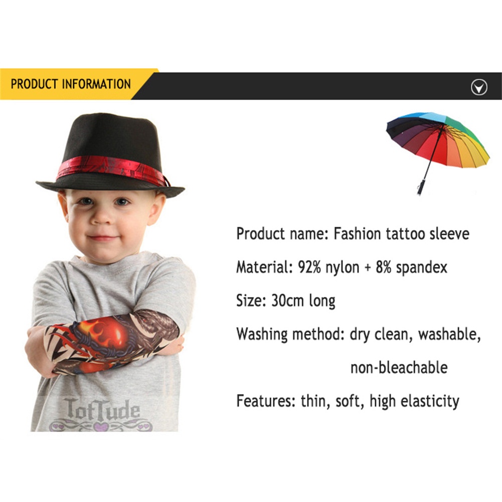 Ống tay áo họa tiết hình xăm cá tính chống nắng chống tia UV dành cho trẻ em
