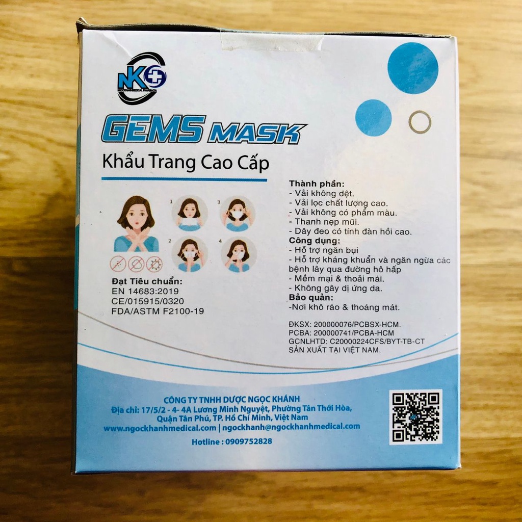 Hộp khẩu trang y tế kháng khuẩn cao cấp gems mask 4 lớp, hộp 50 cái có lọc - ảnh sản phẩm 5