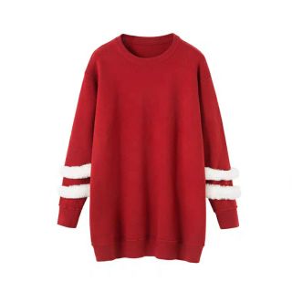 Váy len đỏ viền tay lông