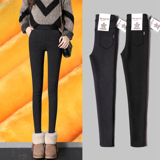 (Có bigsize)Quần Legging giả Jean cạp caog ôm dày giãn tốt hai loại lót lông không lót lông