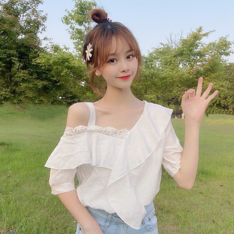 Áo Voan Trễ Vai Tay Ngắn Thời Trang Dành Cho Nữ