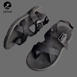 Giày Sandal Nữ, Nam Quai Chéo Xỏ Ngón Letas  - Đen