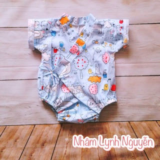 Yukata body vải hình thú cho bé