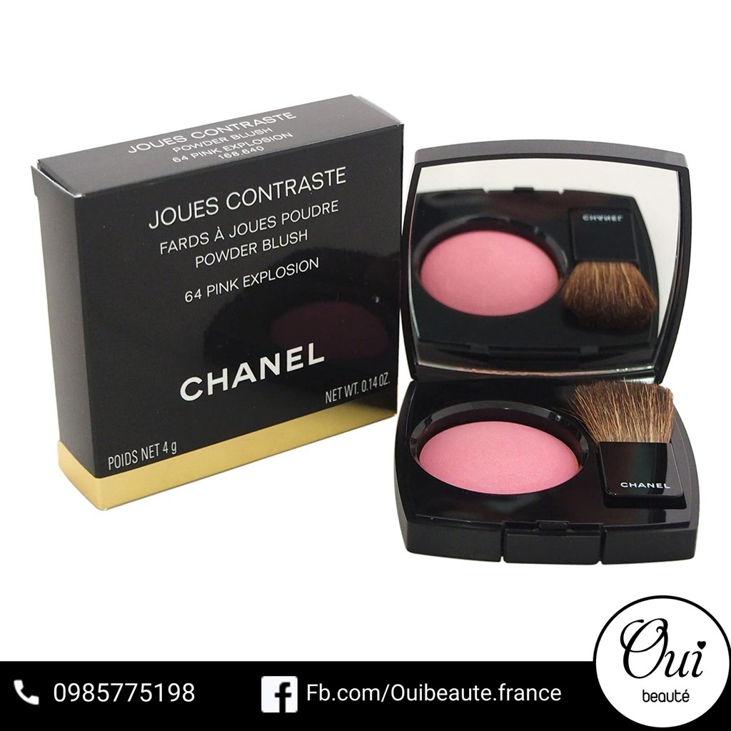 Phấn má hồng Chanel Joues Contraste Powder Blush màu 64 Pink Explosion 4g Ouibeaute