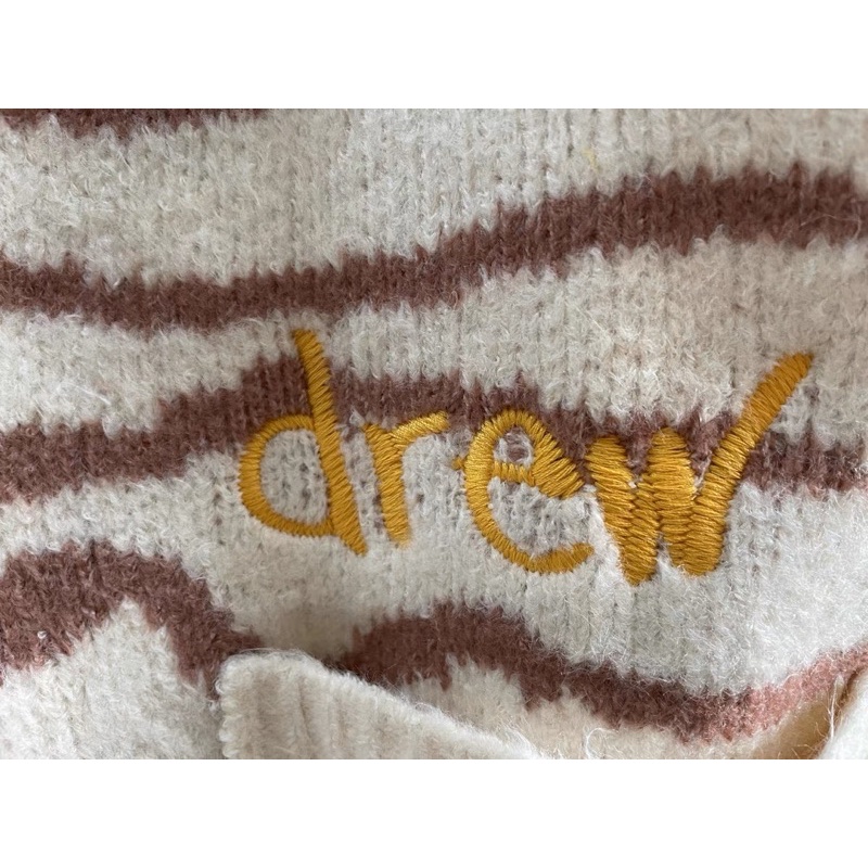 Áo Cadigan Drew House Hồng Nâu- Drew House Sketch Mascot Squiggle Cardigan Olive/Ivory/ Áo len Drew