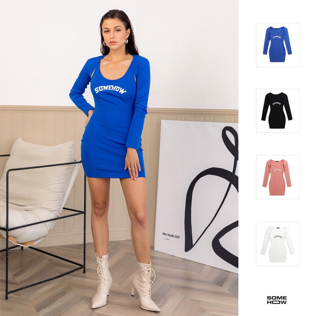 Set Đầm Sport Body,Chất Liệu Cotton Co Dãn Thoải Mái, Năng Động, Nữ,4 Màu Đen,Trắng,Xanh, Hồng,SOMEHOW,WO000005..