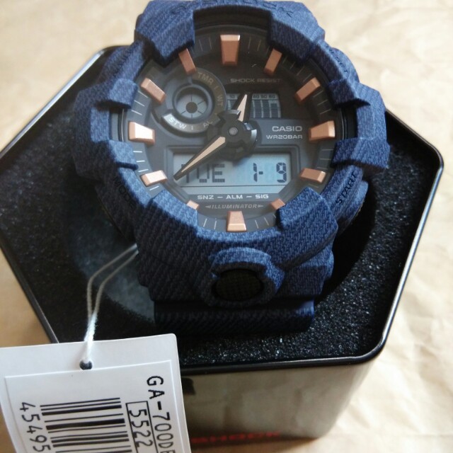 Đồng hồ Casio G-Shock GA-700DE-2A và Baby-G BA-110DE-2A1 màu denim: Cặp đôi  QUARTZ (PIN) Dây cao su trẻ trung năng động