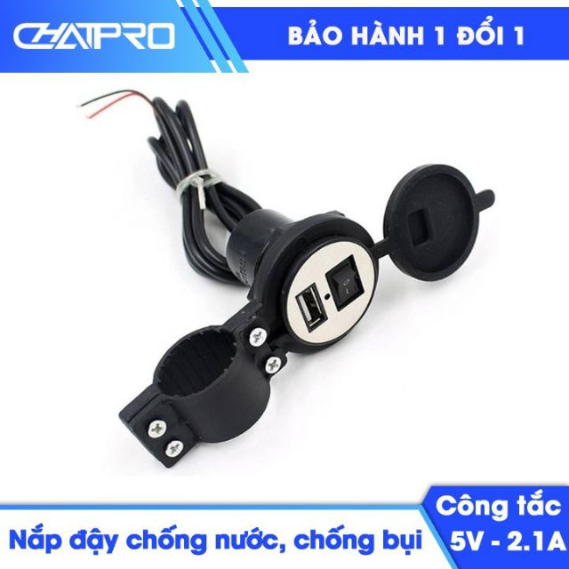 Sạc điện gắn xe máy có công tắc ( 5V -2.1A ) siêu tiện dụng