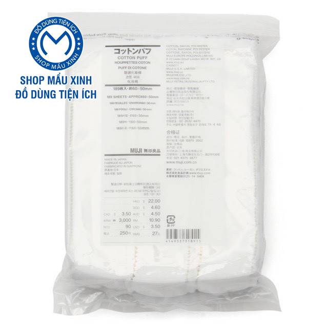 Bông Tẩy Trang Muji Cotton Tách Lớp Hữu Cơ (hàng chính hãng) – Bông Tẩy Trang An Toàn SHOPMAUXINH