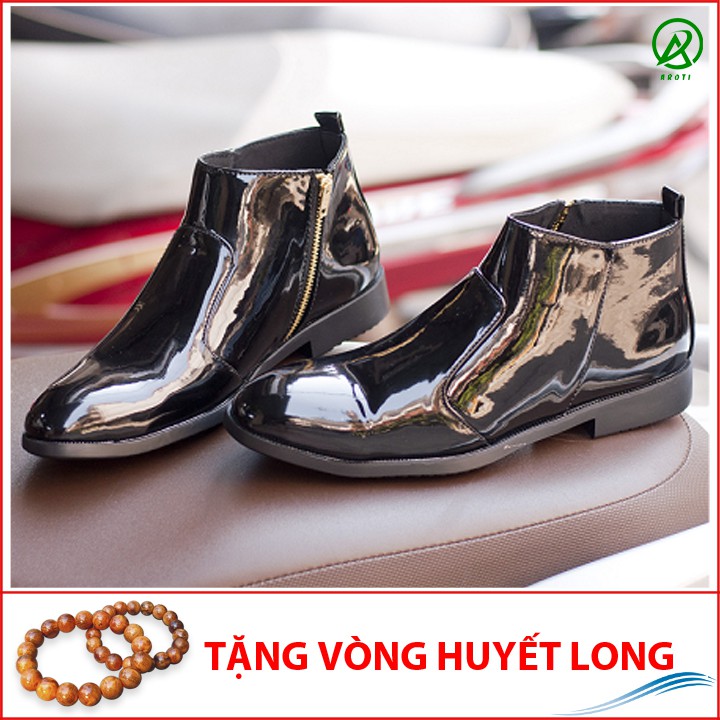 Giày Da Nam AROTI Chealsea Boot Cao Cổ Chất Đẹp Cao Cấp,Đế Khâu Siêu Bền, Tăng Chiều Cao 3cm Form Hàn Đủ size CB521-B(HL