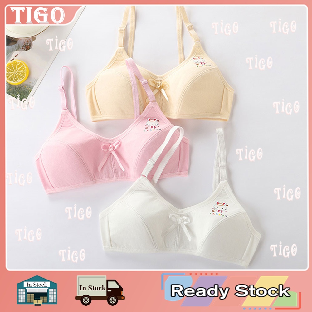 ♥Tigo♥ Girls' Bra Female Students' Developmental Bra Cotton Vest Girl Bra With Bow