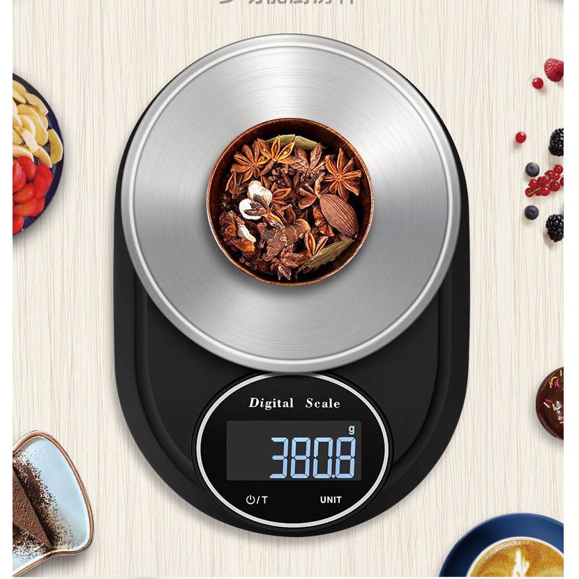 Cân tiểu ly điện tử Digital Scale dải cân 5kg - 0.1g, 7 đơn vị cân, có trừ bì, Cân điện tử mini,độ chính xác cao